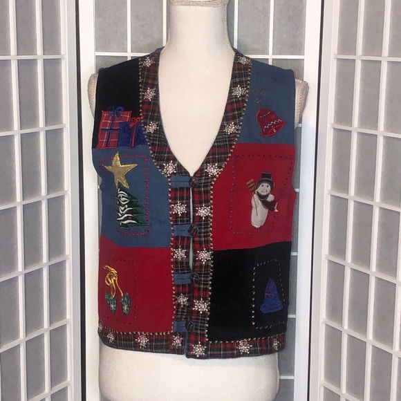 Carolina Coulours small 100% cotton Christmas vest - Picture 1 of 5